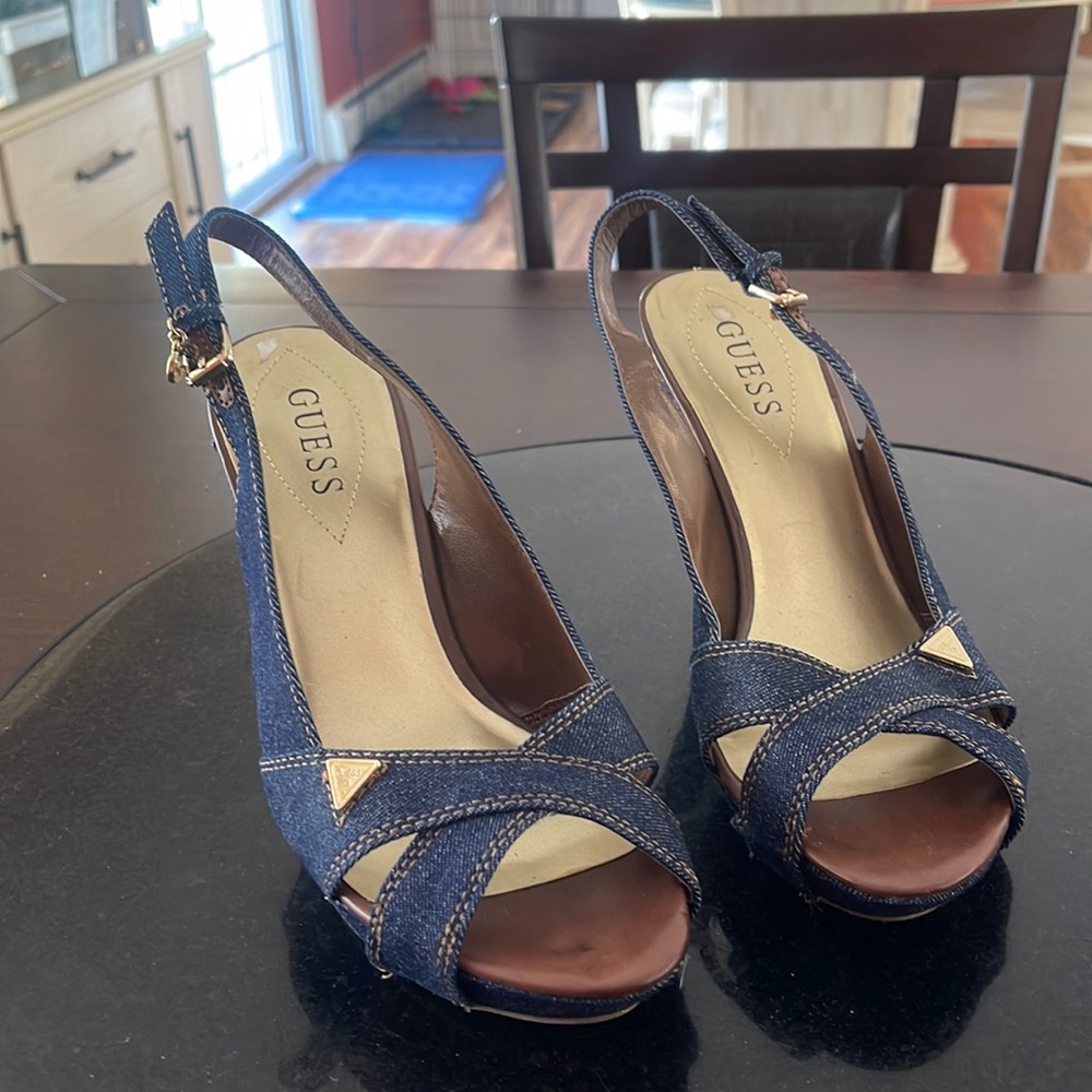 Guess Jean Wedge Sandals